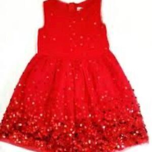 Cat & Jack Bright Red Sequin Party Dress Sz 6/S